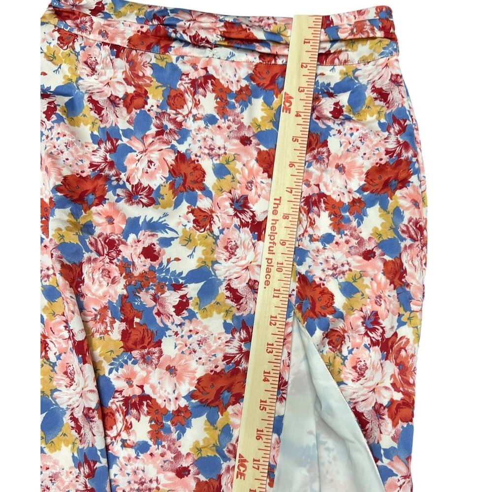 Lulus Floral Midi Skirt Small High Waisted Slit Summer Spring NWOT - Picture 6 of 10